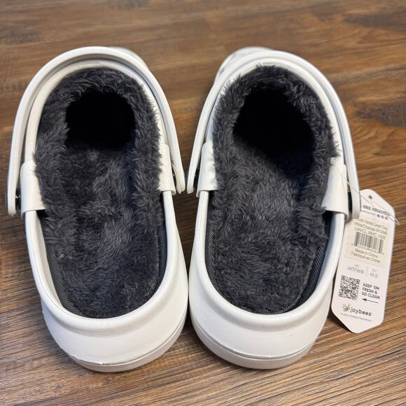 Joybees Varisity Lined Clog Cozy Removable Faux Fur Liner White Women 10 Men 8 - Picture 7 of 8